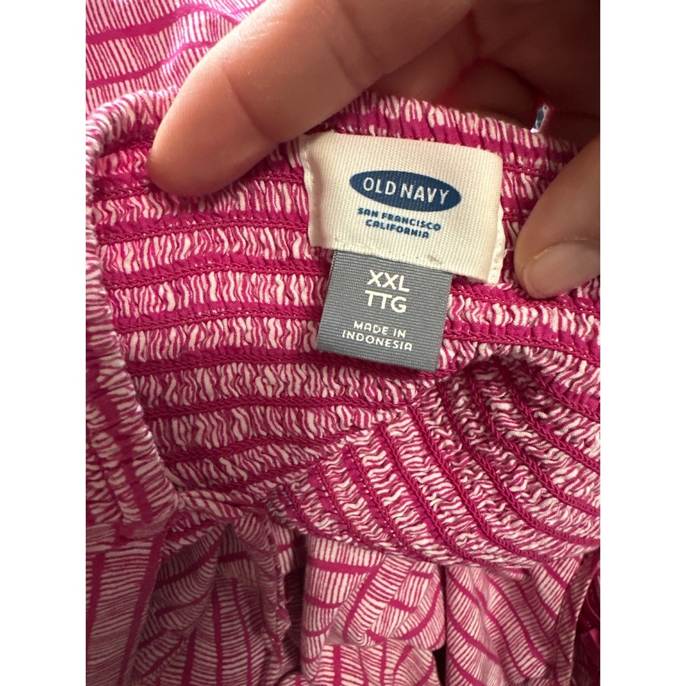 Old Navy Pink White Stripe Smocked Waist Midi Dress Plus Size‎ XXL - Picture 3 of 5